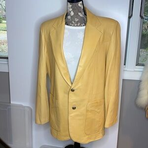 Men’s Sz 42 Stampede Caramel Camel Leather Blazer Jacket Coat